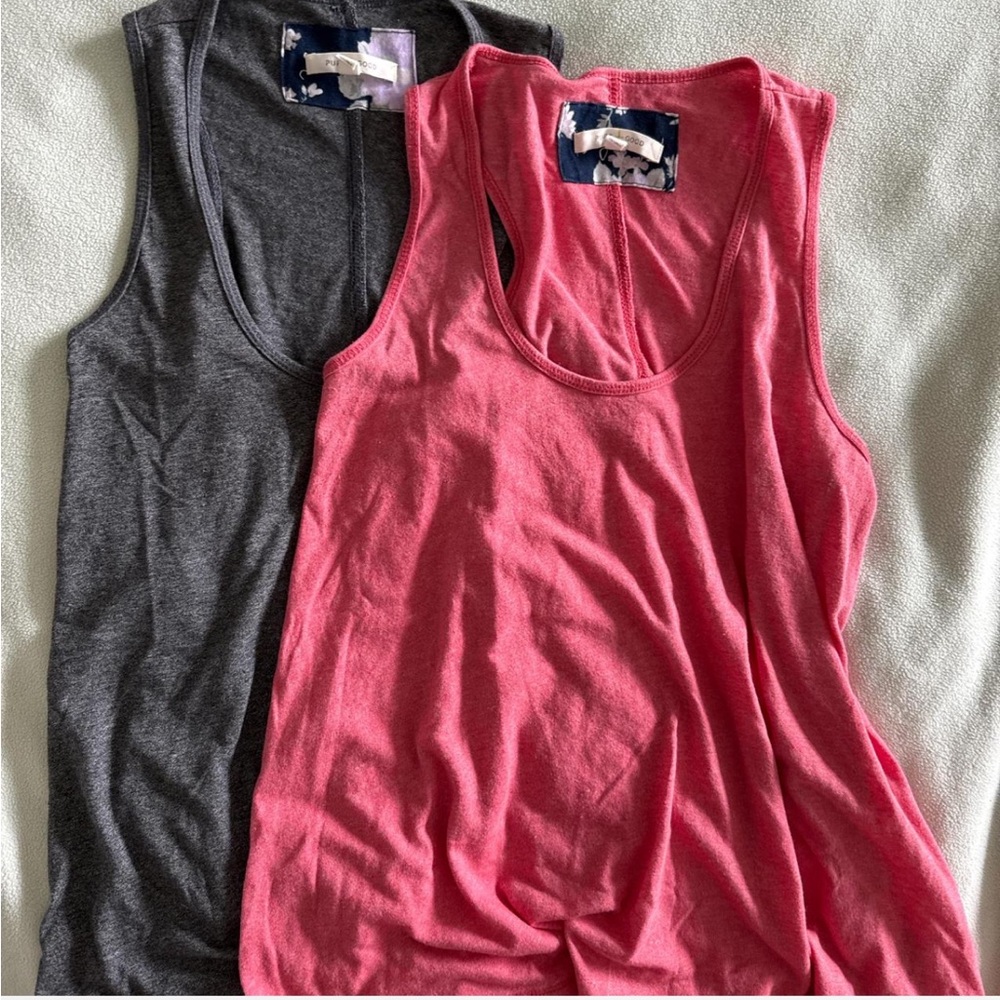 Scoop Neck Tank Top Duo - Gray and Pink